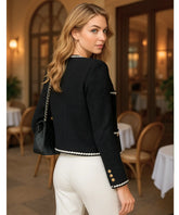 Comprar terninho feminino alfaiataria preto tweed botões dourados elegante trabalho escritório barato promoção ZARA